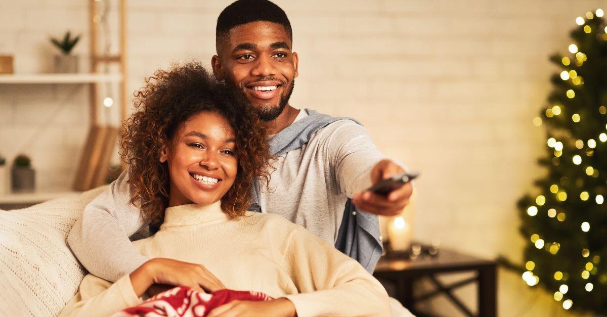 couple watching christmas movie